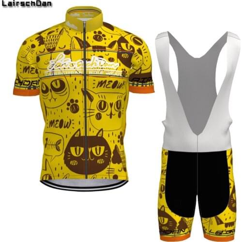 SPTGRVO LairschDan New Colorful Cycling Clothing Cycling Summer Mens Set MTB Bicycle Jersey Team 9D Gel Maillot Ciclismo Yellow