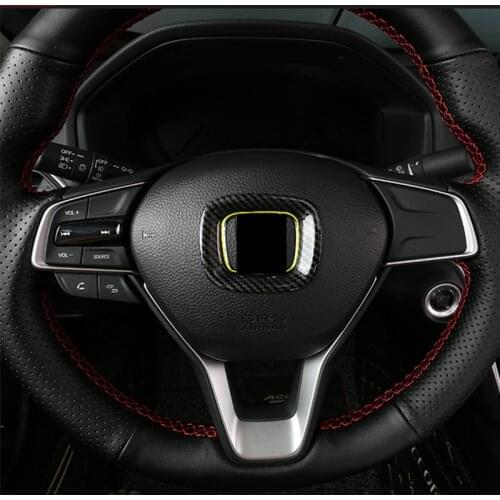 Carbon Fiber Style Car Steering Wheel Logo Frame Decoration Cover Trim For Honda Accord 2018 ABS Modified Decals