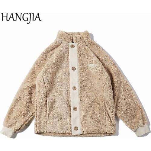 Vintage Sherpa Fleece Jackets Autumn and Winter Streetwear Flannel Jacket Outwear Thicking Harajuku Warm Jackets and Coats