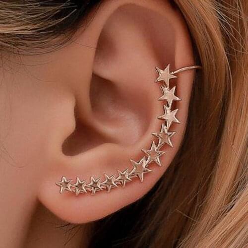 Vintage Star Earrings Multiple Stars Clip Earrings For Women Earing Without Hole Jewelry Fake Earring Single Ear Clip Earings