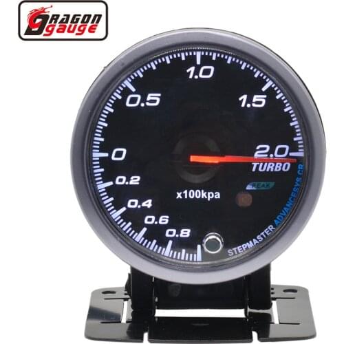 Dragon Gauge 60mm High Speed Stepper Motor Car Turbo Pressure Boost Gauge Reads -100~200 Kpa Free Shipping