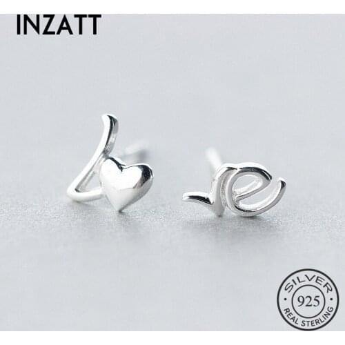 INZATT Romantic Real 925 Sterling Silver Letter Stud Earrings 2018 Fine Jewelry For Women Birthday Party Accessories Gift