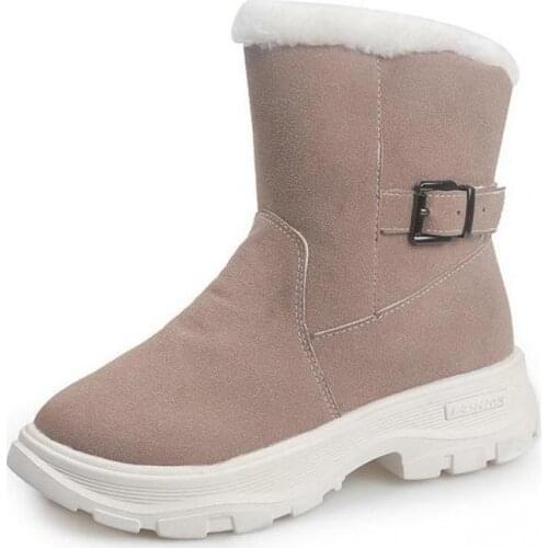 2020 New Suede Autumn and Winter Boots Platform Womens Boots Comfort Warm Boots Casual Sneakers Casual Boots Buckle Strap