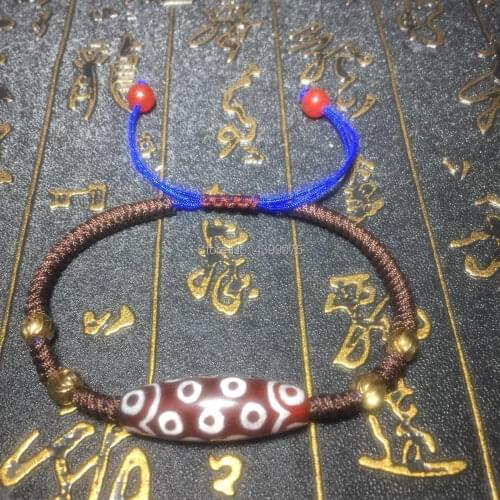 2018 Red DZI 10*30mm 21eyes woman`s bracelet handmade woven jewelry rope diamond knot safety knot ladies Free Shipping