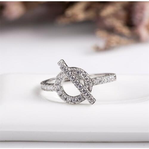 AAA Cubic Zirconia Pig Nose Rings Original Quality Luxury Fashion Geometric Opened Adjustable Ring for Women Brand Jewelry Z434