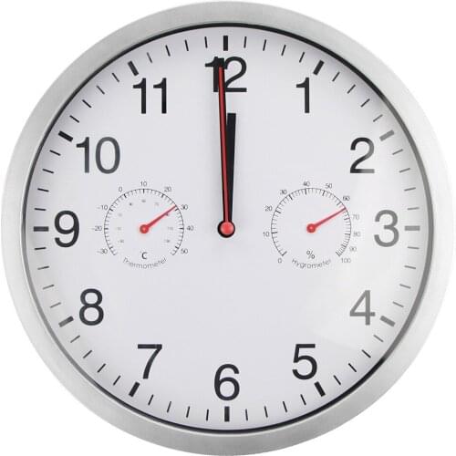 10-Inch Living Room Hanging Clock Plastic Quartz Clock Can Display Temperature and Humidity Simple Fashion Time Clock