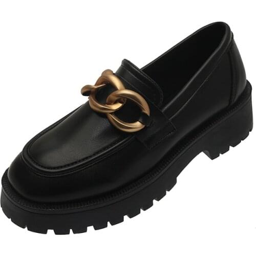 2021 spring and autumn new womens small leather shoes fashion candy color single shoes British style thick-soled womens shoes