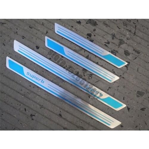 4PCS Stainless Steel Original factory stainless steel Car door cover outside door sill plate For Skoda Superb 2009-2019