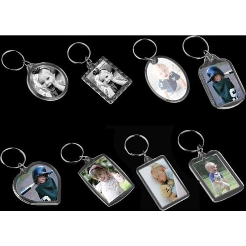 30 Pieces Keychain Blank Logo Photo Insert Display Frame Split Keyring Gifts
