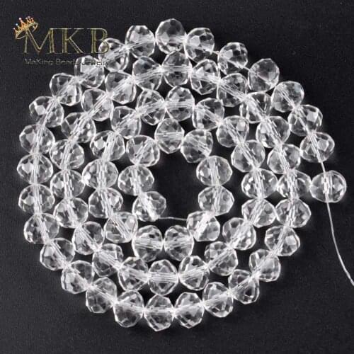 Wholesale 4 6 8 10 12mm Faceted White Crystal Glass Rondelle Beads For Making Jewelry Accessories Diy Bracelet Necklace