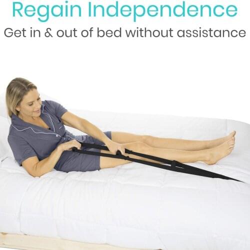 Black Rope Bed Ladder Caddie Helper Pull Up Assist for Pregnant Handicap Injured Sturdy Nylon Strap Physical Therapy Assist
