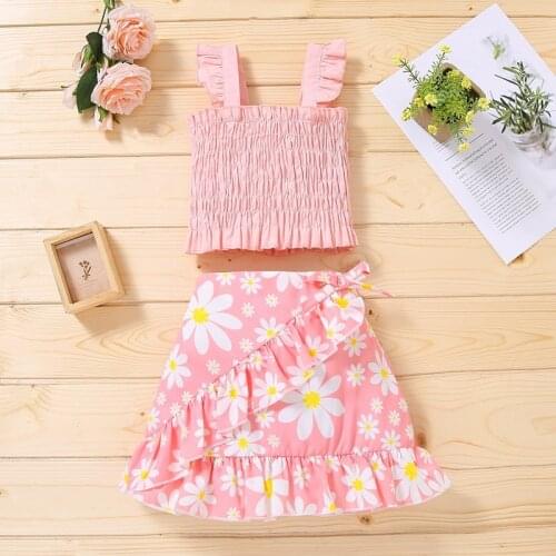 Children Girls 2021 Summer Clothing Suit Fashion Kids Girl Clothes Tops+Skirt 2Pcs Baby Girl Outfits Party New Year Costume