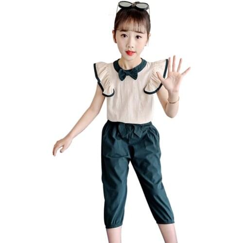 Kids Clothes Girls Vest + Pants Girls Outfits Summer Children Clothes Girl Casual Style Tracksuits For Children 6 8 10 12 14