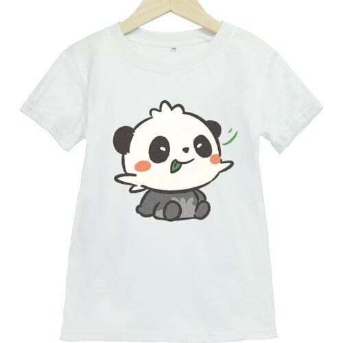 Cartoon Panda Print Short-sleeved T-shirt Boys and Girls Summer Sports and Leisure Short-sleeved T-shirt Girl Clothes