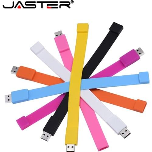 JASTER Silicone Bracelet Wrist Band pendrive 4GB 16GB 32GB 64GB USB 2.0 USB Flash Drive Pen Drive Stick U Disk Pendriver gift