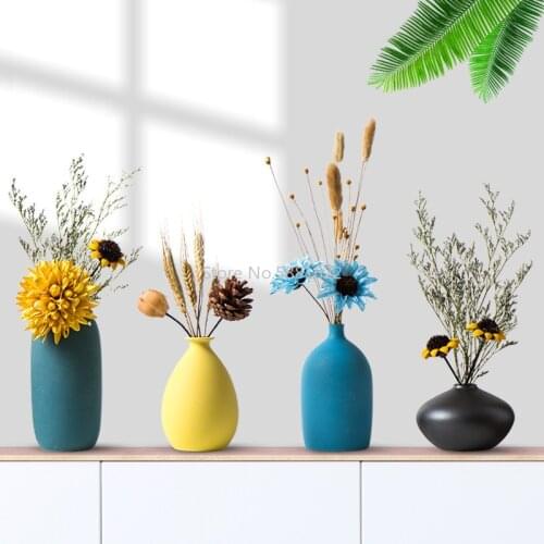 Ceramic Vase Flower Arrangement Dried Flower Simple Creative Grow In Water Flower Holder Living Room Home Decoration