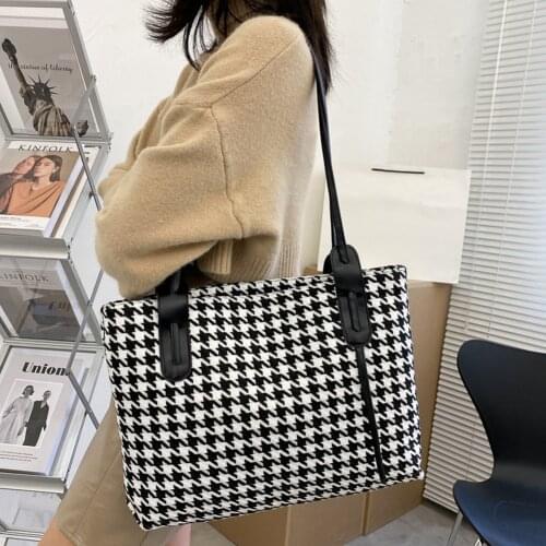 Plaid Large Womens Bag Office Ladies Handbags Female PU Leather Large Capacity Shoulder Bags 2021 Shopping Tote Bags sac femme