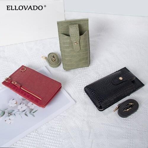PU Leather Crocodile Pattern Wallets Mini Card Holder for Women Phone Storage Crossbody Bag with Card Slot Pocket Purse Bag