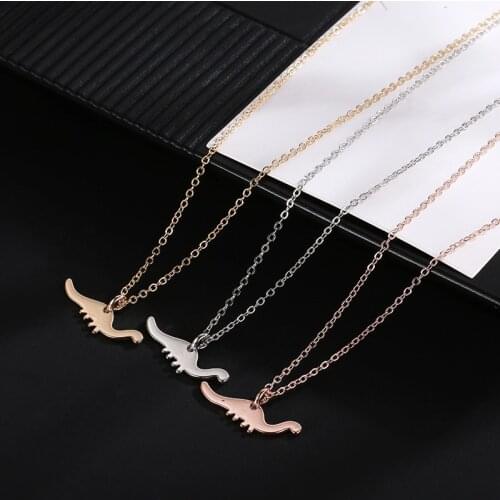 Creative Long Necked Dragon Pendant Necklace Punk Hip Hop Party Accessories For Men Women Fashion 3-Color Metal Clavicle Chain