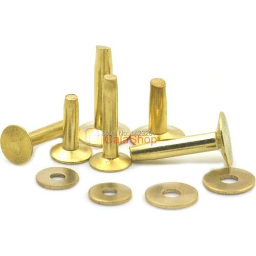 20 Pcs / Lot Brass Rivets & Burrs Permanent Fasteners Gauge Leather Crafts Horse Tack Washers