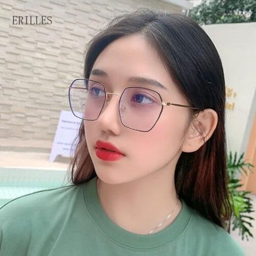 Fashion Women Finished Myopia Glasses Big Metal Frame Eyeglasses Clear Lens Female Nearsighted Eyewear With Diopters 0 To -6.0