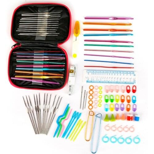 1 Set Crochet Hooks Set Aluminum Knitting Needles Yarn Craft Kit Knitting Accessories With Pink Case For Women Gift