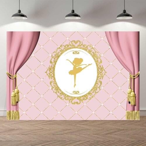 Neoback Ballet Princess Purple Pink Girls Party Birthday Backdrop Customized Kids Birthday Decorations Background Photocall