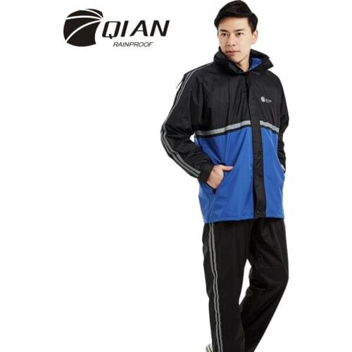 QIAN Impermeable Raincoat Outdoor Women Hood Motorcycle Raincoat Women/Men Suit Rain Coat Camping Fishing Rain Gear Poncho