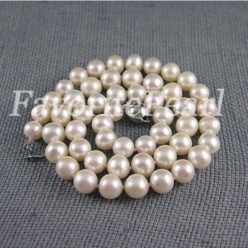 New Perfect Favorite Pearl Necklace 8-9mm Round White Genuine Freshwater Pearl Fine Jewelry Handmade Charming Women Girl Gift