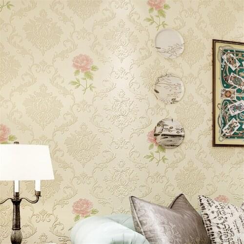 Beibehang papel de parede 3d European small fresh flowers wallpaper bedroom 3d living room beauty salon pink purple 3d wallpaper