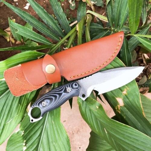 Hunting Wood Handle Camping Survival Tactical Fixed North American Hunting Straight Survival Tactical Titanium Knife Knives