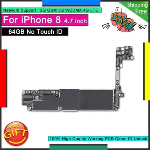 Original Logic Board For IPhone 8 Motherboard 64GB Without Touch ID Home Button Unlocked Good Working Mainboard Tested Function