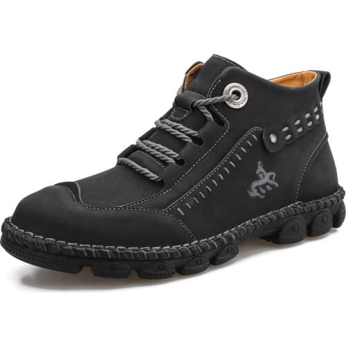 Autumn Winter Fashion Mens Boots Retro Style Handmade Shoes Classic Work Safety Chaussures Hombre New Leisure Plus Size38-48