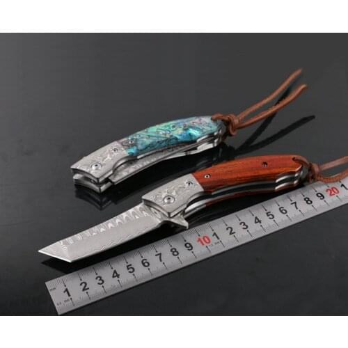 Sharp Damascus steel folding knife New High end Tactical Hunting Knife Two style of handle Outdoor Camping Knife Camping tool