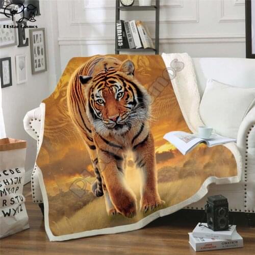 Tiger 3D Printing Plush Fleece Blanket Adult Fashion Quilts Home Office Washable Duvet Casual Kids Girls Sherpa Blanket animal02