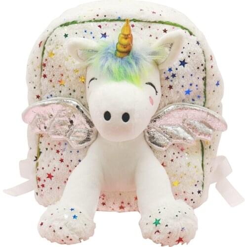 Cartoon Plush Doll Backpack For 4-9 Years Boys Girls Cute Sequins Kids School Bags Children New Year Gifts