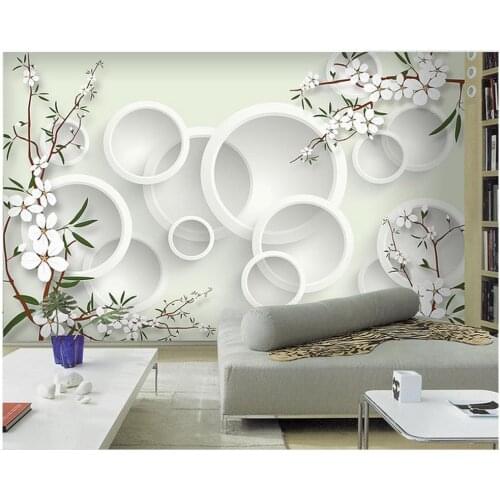 Custom 3d mural wallpaper Circle the flowers personality wall mural wallpaper painting