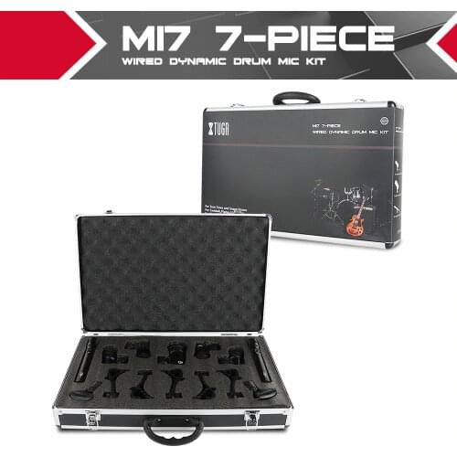 XTUGA NEWMI7 7-Piece Wired Dynamic Drum Mic Kit (Whole Metal)- Kick Bass, Tom/Snare & Cymbals Microphone Set For Drums, Vocal