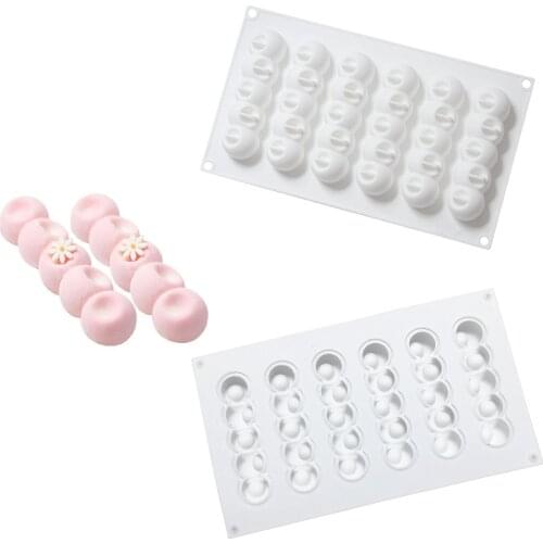 6 Cavity Concave Ball Caterpillar Silicone Cake Mold for Mousse Stick Dessert Chocolate Ice Cream Bread Decorating Tools