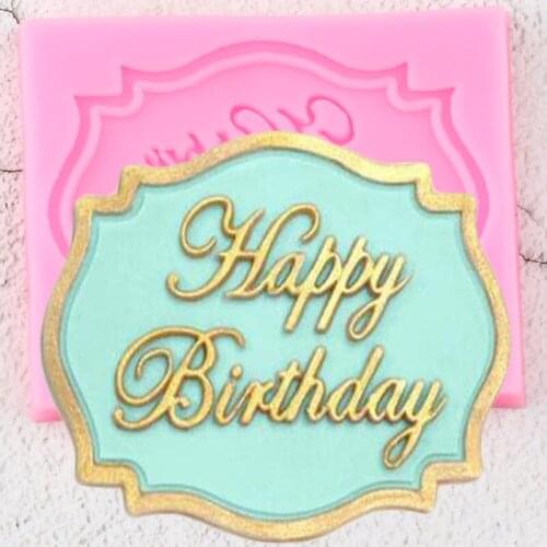 Happy Birthday Letters Border Silicone Molds DIY Party Cupcake Topper Fondant Cake Decorating Cookie Baking Candy Chocolate Mold