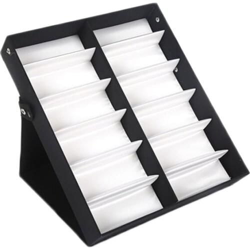 Sunglasses Storage Box Foldable 12 Checks Eyeglass Storage Organizer Collector