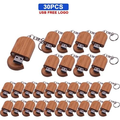 30pcs/lot keychain Rotate the wood usb flash drive gift pen drive Usb stick 16GB 32GB 64GB 128GB memory stick pendrive free logo