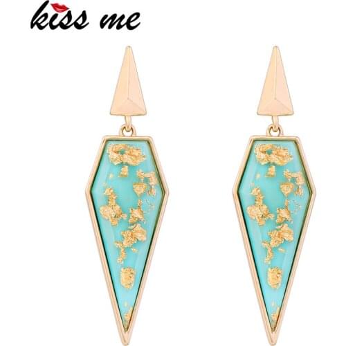 KISS ME Earrings Wholesale Office Lady Blue Black Resin Geometric Drop Earrings Women Statement Jewelry