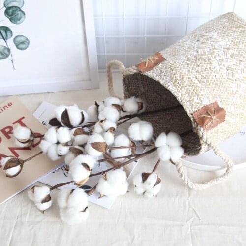 10 Natural Cotton Branches Artificial Flowers Home Decoration Wedding Holding Flowers Plant Wall Artificial Flowers