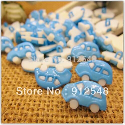 18mm*12mm 100pcs blue Car plastic buttons flower buttons for children garment ,c002