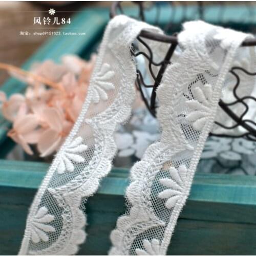 2 Meters/lot 4CM Width Cotton Ivory Lace Trim Ribbon Sewing Dress Skirt Decor New Fabric DIY Handicrafts For Wedding Dress Skirt