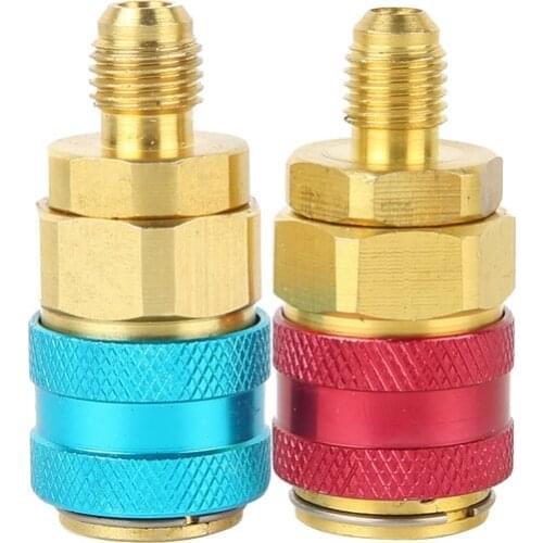 2pcs/Set High/Low R134A Quick Adapter Car Air Condition Fluoride Add Connector Blue/Red R134A Adapter
