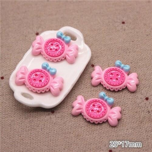 20pcs Kawaii Resin Pink Candy Flatback Cabochons DIY Hair Bow Centers Scrapbooking Decoration,25*17mm
