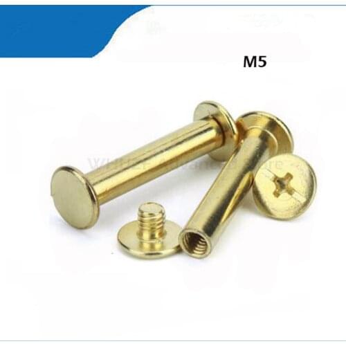 20pcs/30pcs50pcs/lot M5*6/8/10/12/15/18-50mm Copper Brass Chicago Screws Snap Rivet Books Butt Screw Photo Album Binding Screw
