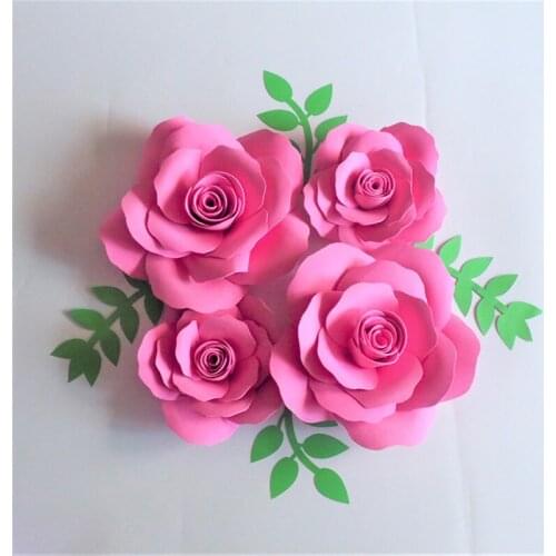 2018 Giant Foam Paper Flowers Backdrop 4PCS + Leaves 4PCS For Wedding & Event Outdoor Decor Baby Nursery Handmade Artificial